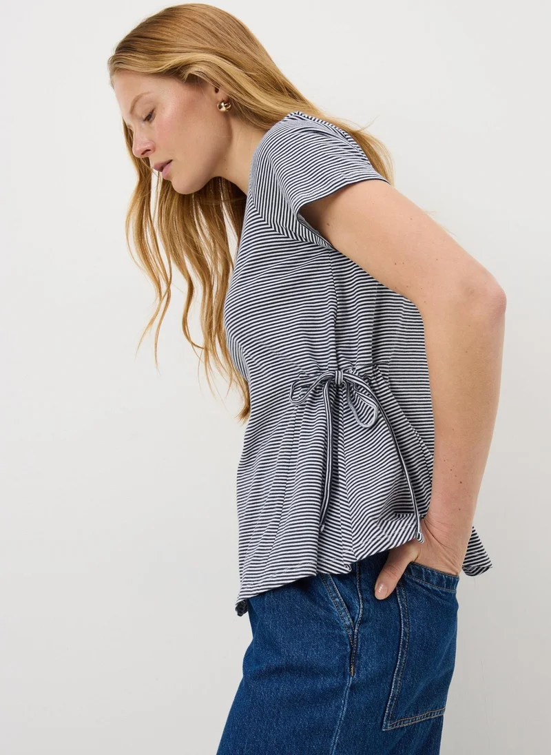 ماتلان Navy Stripe Tie Side T-Shirt